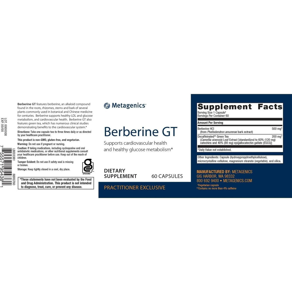 Metagenics Berberine GT - 500 mg Berberine HCl - Supports Heart Health & Carbohydrate Metagenics Au supplements