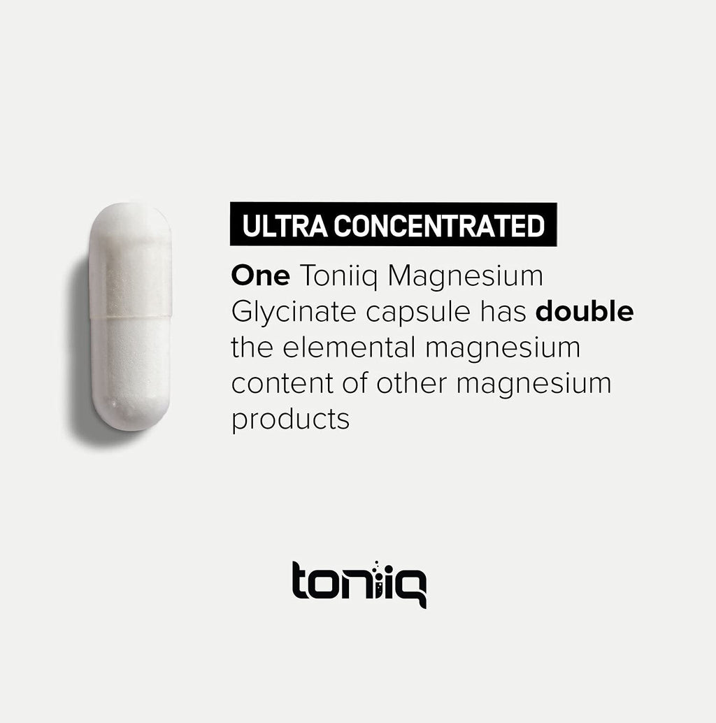 Toniiq 3,000mg Ultra High Strength Magnesium Glycinate - 20% Purified to Contain 600mg of Elemental Magnesium - Chelated and Bioavailable Magnesium