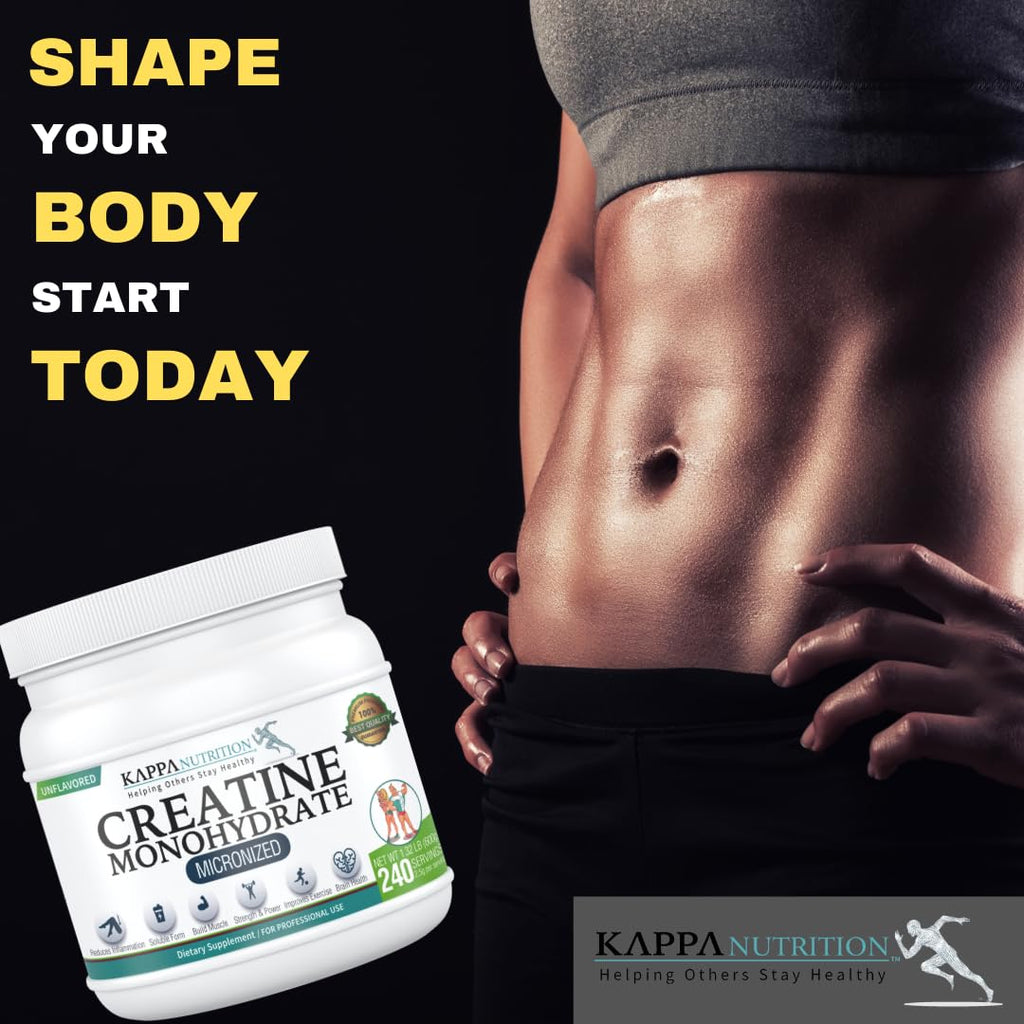 Kappa Nutrition Creatine Monohydrate Powder, Pure Amino Acid Formula, Supports Muscle Strength, Cellular Energy & Mental Focus* Gluten-Free, Keto, 2.25g per Scoop, 240 Servings, Net Wt. 1.32 LB (600g) KAPPA NUTRITION Au supplements