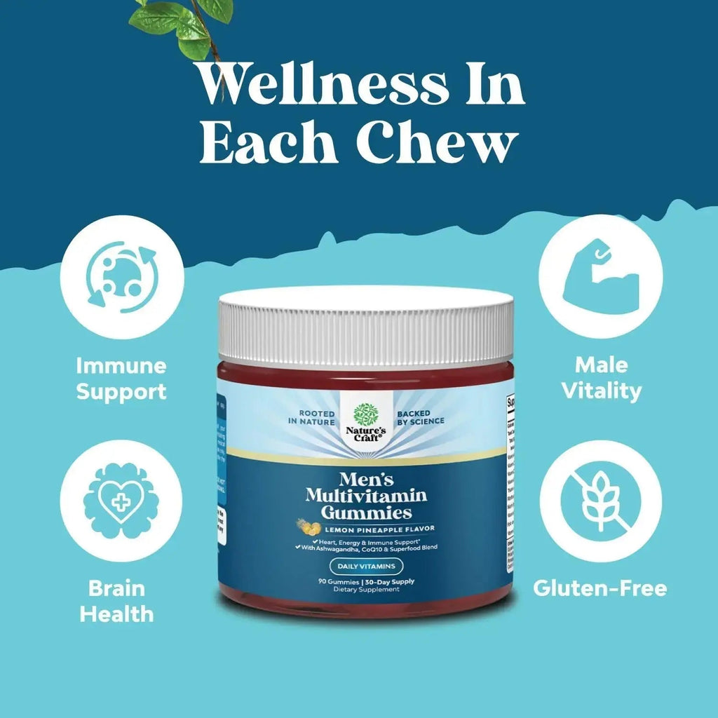 Natures Craft Men's Multivitamin Gummies with Superfood Complex - Daily Multivitamin for Men Gummies with CoQ10 and Ashwagandha Natures Craft Au supplements