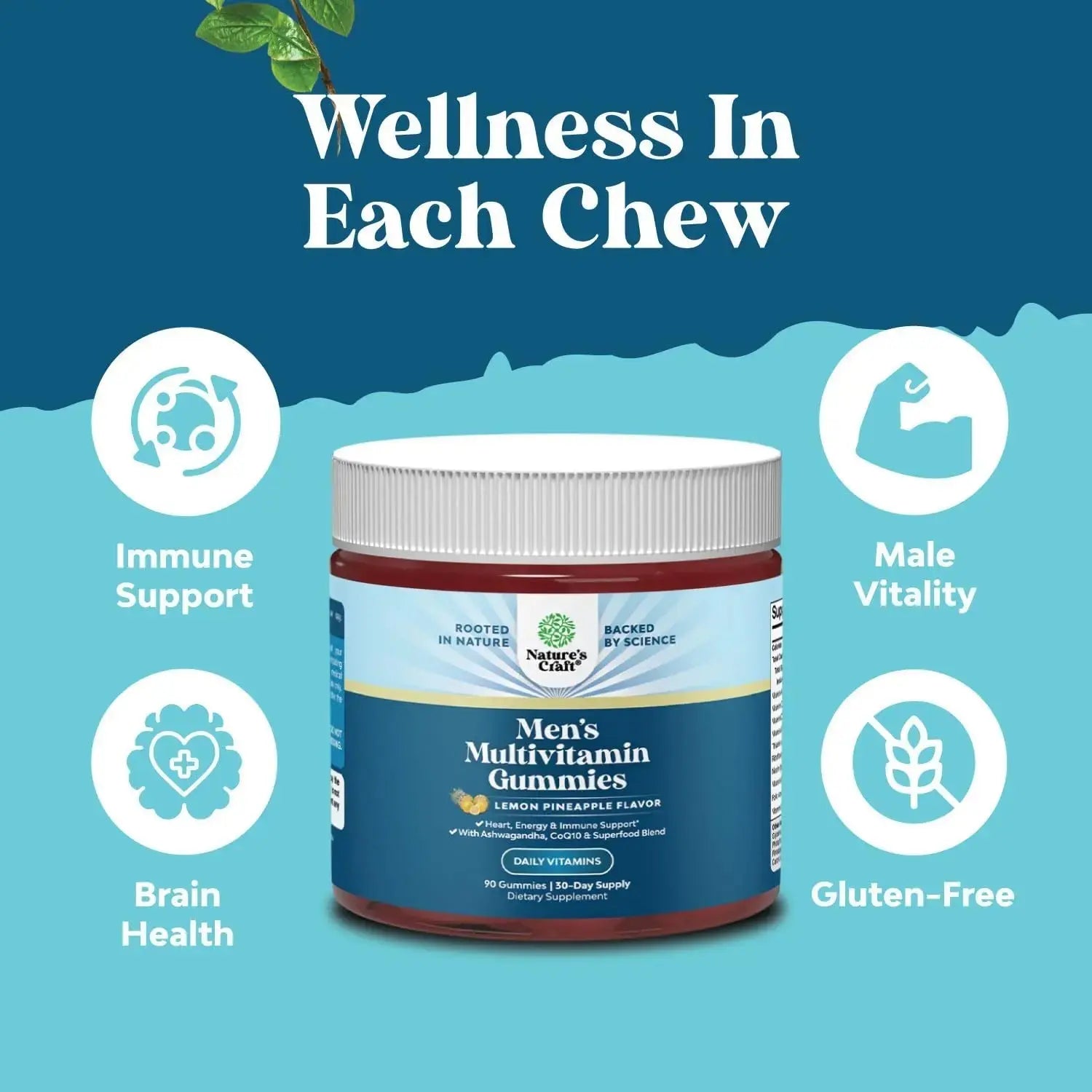 Natures Craft Men's Multivitamin Gummies with Superfood Complex - Daily Multivitamin for Men Gummies with CoQ10 and Ashwagandha Natures Craft Au supplements