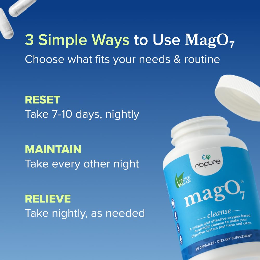 nbpure MagO7 - Natural Colon Cleanse & Detox - Occasional Constipation Relief, Stool Softener, & Bloating Support for Men & Women