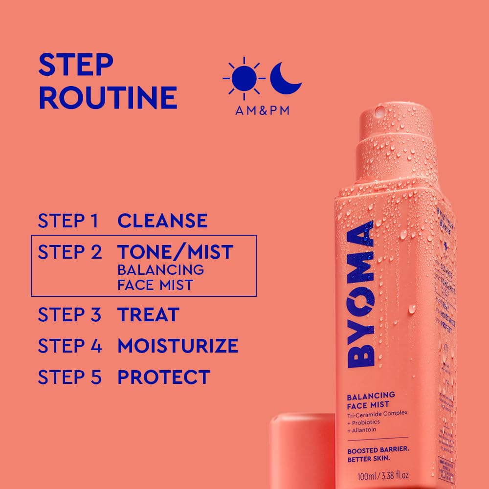 BYOMA Balancing Face Mist - pH Balanced Face Toner with Ceramides, Probiotics & Allantoin - Alcohol Free Toner Spray - Balance