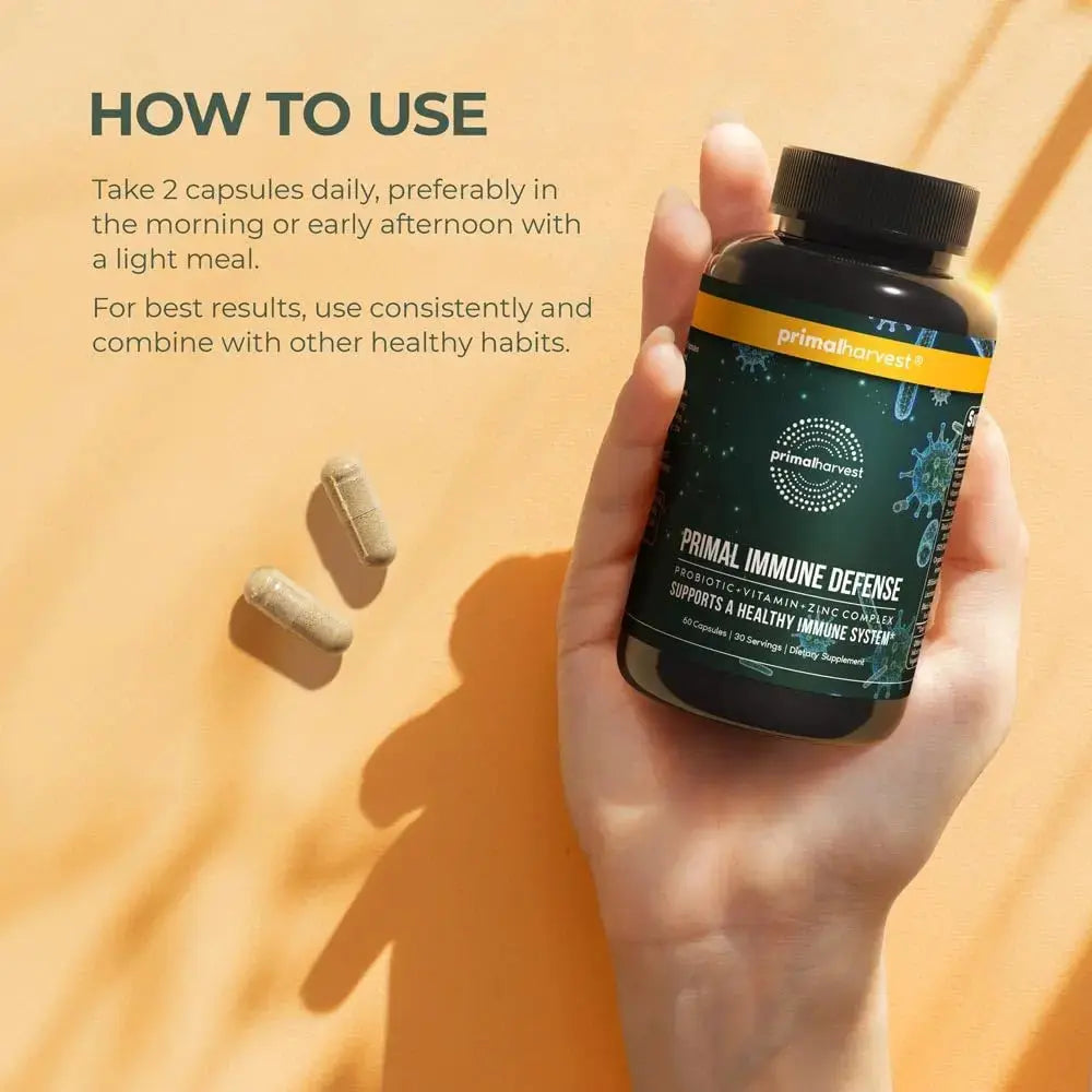 Primal Harvest Primal Immune Defense: 10-in-1 Immune Support with Probiotics, Zinc, Vitamins C, B6, D3 & K2 Primal Harvest Au supplements