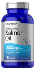 Wild Alaskan Salmon Fish Oil | 180 Softgel Capsules | Gluten Free, Non-GMO | High Potency Horbäach Au supplements