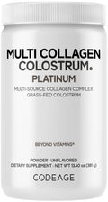 Codeage Multi Collagen Colostrum Powder Platinum - Hydrolyzed Grass-Fed Bovine Collagen Peptides, Grass-Fed Bovine Colostrum Supplement, Vitamin C, Biotin, Hyaluronic Acid, Lactoferrin - 13.4 Oz. Codeage Au supplements