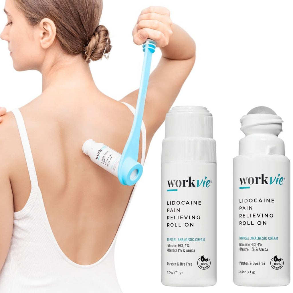 Workvie Lidocaine Pain Relief Roll On 2 Pack & Easy Reach Applicator Tool – Fast Acting Topical Lidocaine Maximum Strength with Arnica Montana & Aloe Vera for Muscles, Joints, Back, Neck & Feet Workvie Au supplements