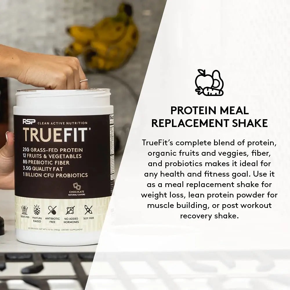 TrueFit Meal Replacement Shake Protein Powder, Grass Fed Whey + Organic Fruits RSP NUTRITION Au supplements