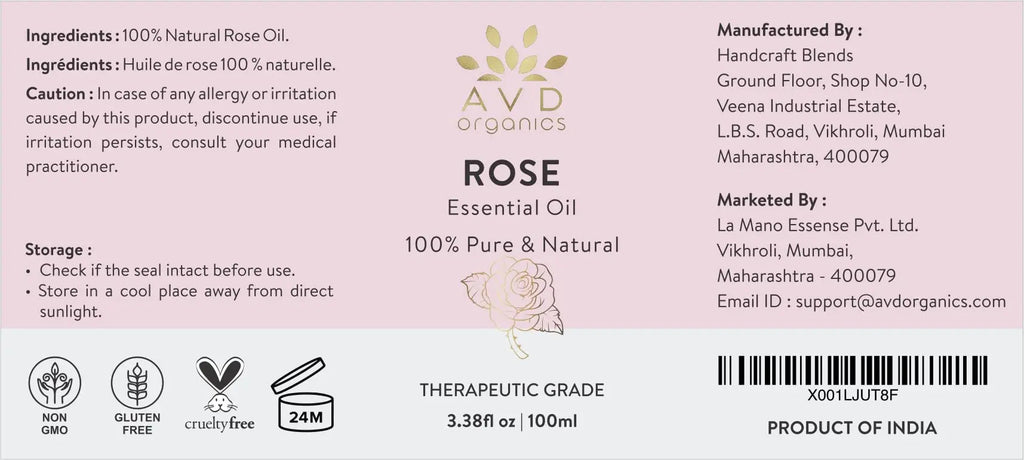 AVD Organics Rose Essential Oil for Diffuser - Premium Quality Therapeutic Grade Rose Oil AVD ORGANICS Au supplements