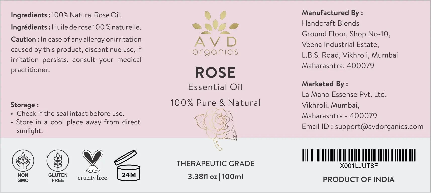 AVD Organics Rose Essential Oil for Diffuser - Premium Quality Therapeutic Grade Rose Oil AVD ORGANICS Au supplements