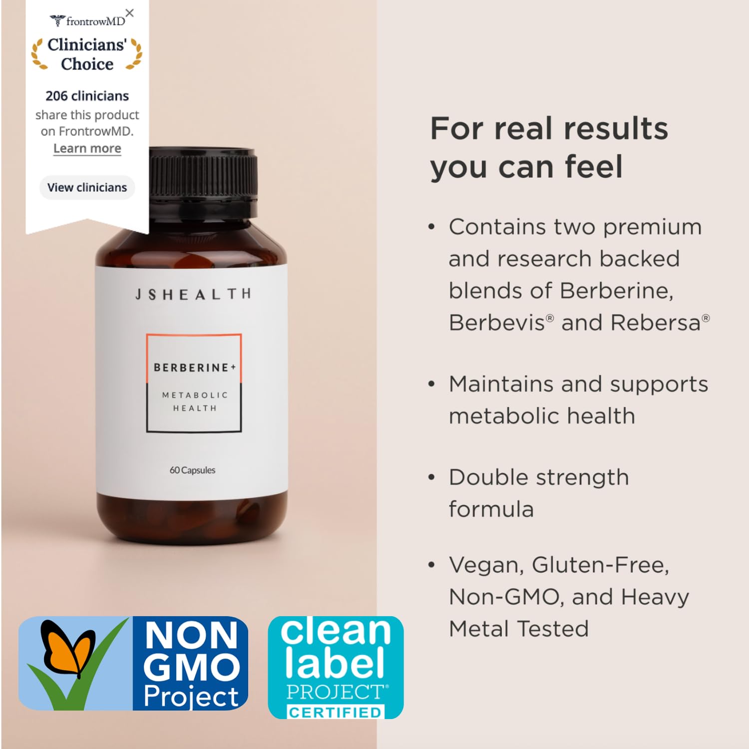 JSHealth Supplement with Berbevis for Metabolic Health Support. Higher Strength for Blood Sugar Already in the Normal Range and Body Composition
