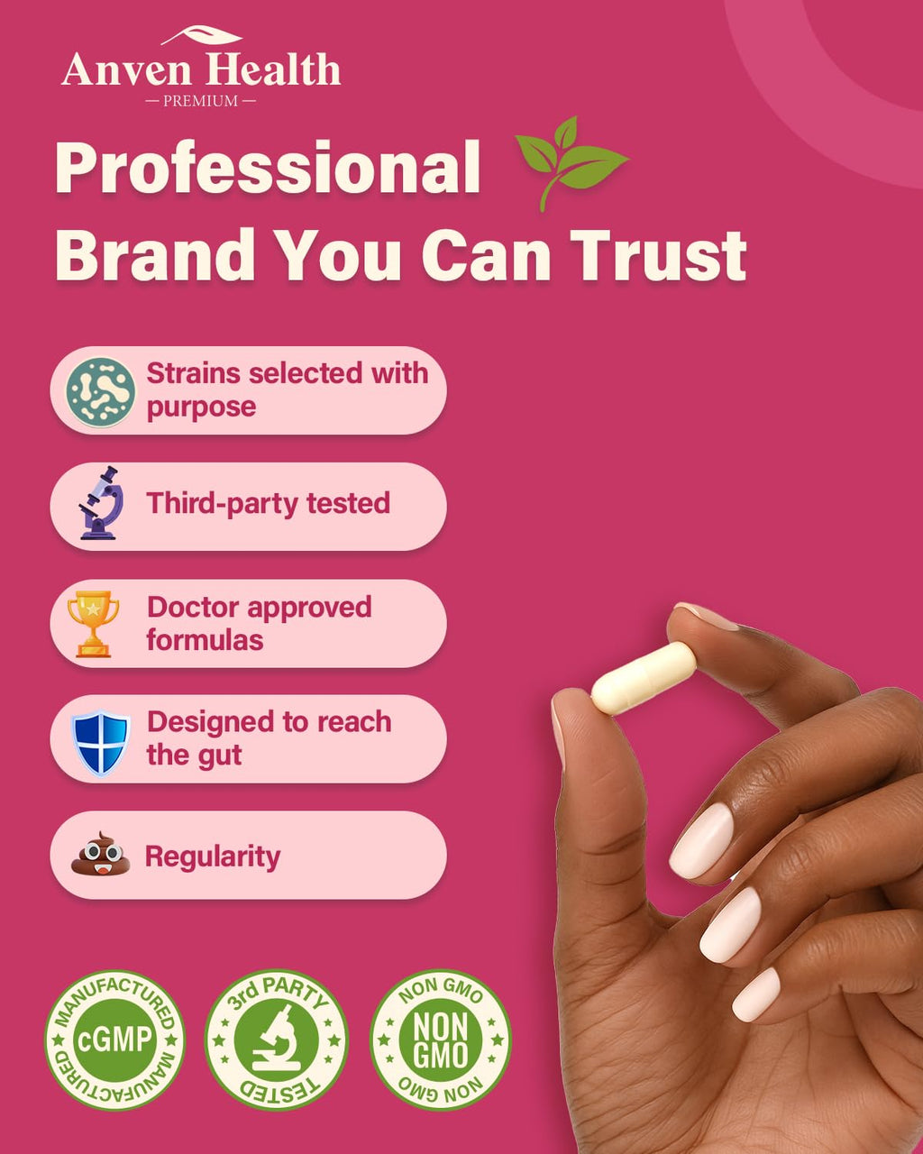 Anven Health Probiotics and Prebiotics for Women pH Balance & Digestion - 60 Billion Vaginal Probiotic with Cranberry & D-Mannose for Gut, Urinary, Immune Health,
