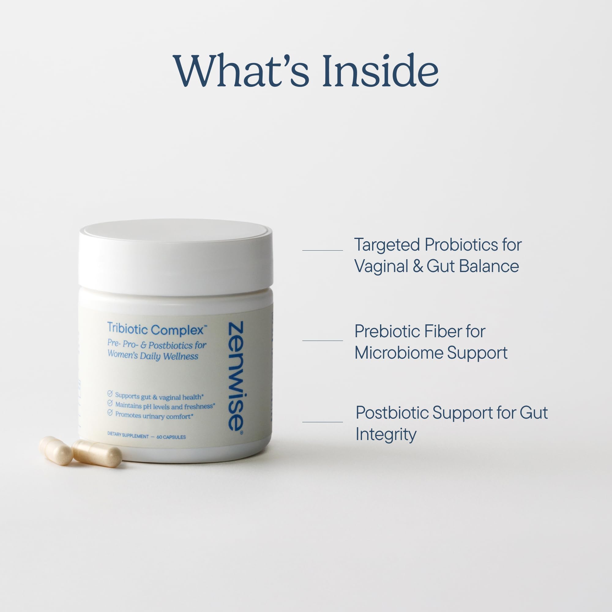 Zenwise Health Womens Triobiotic Complex Supplement for Digestive, Gut Flora & Vaginal Health - Daily Probiotics for Women with Digestive Supports