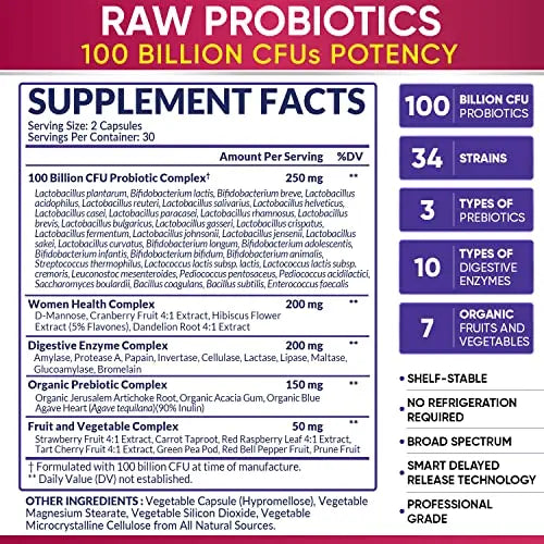 Dr. Formulated Raw Probiotics for Women 100 Billion CFUs with Prebiotics Wholesome Wellness Au supplements