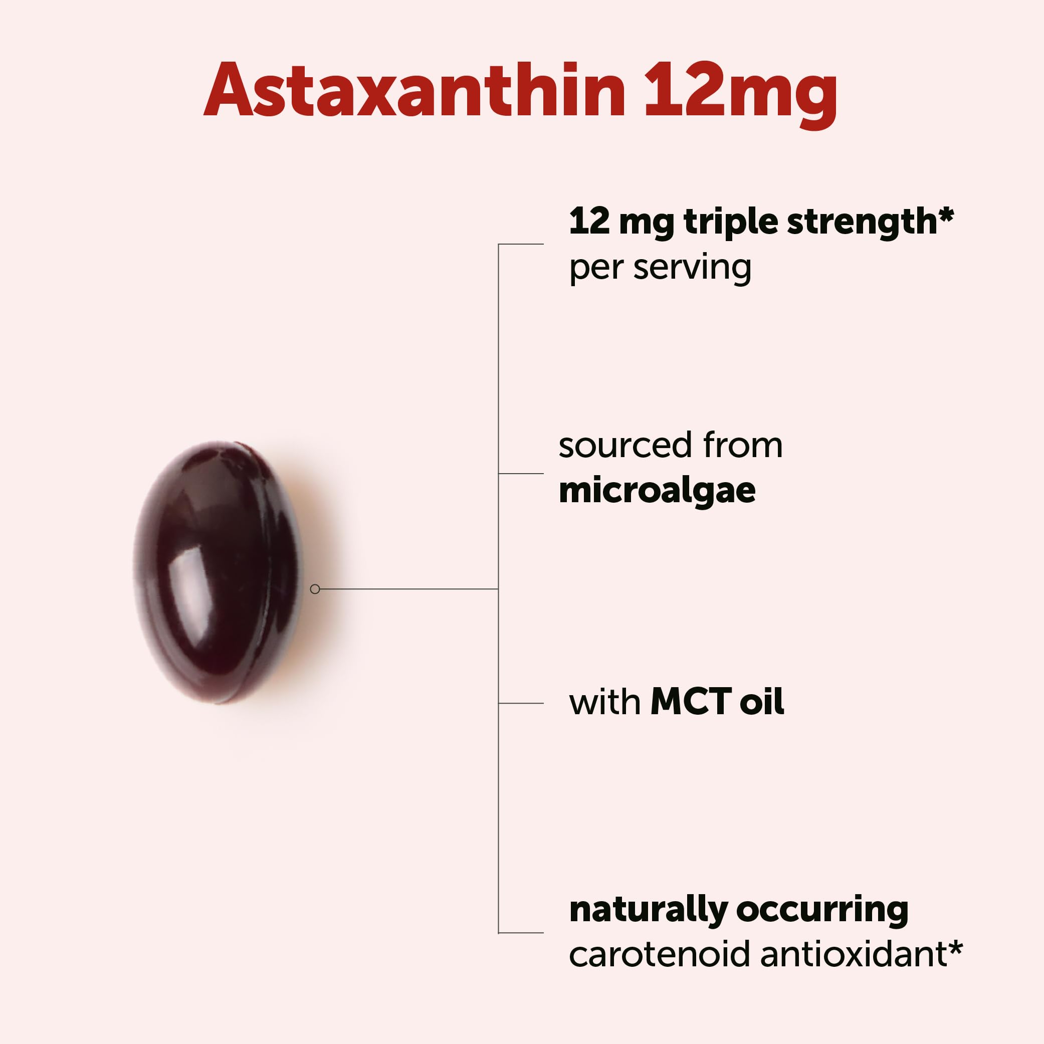Micro Ingredients Astaxanthin 12mg with MCT Oil, 120 Softgels, 4 Month Supply | Premium Astaxanthin Antioxidant Supplements* | Fresh Microalgae Source