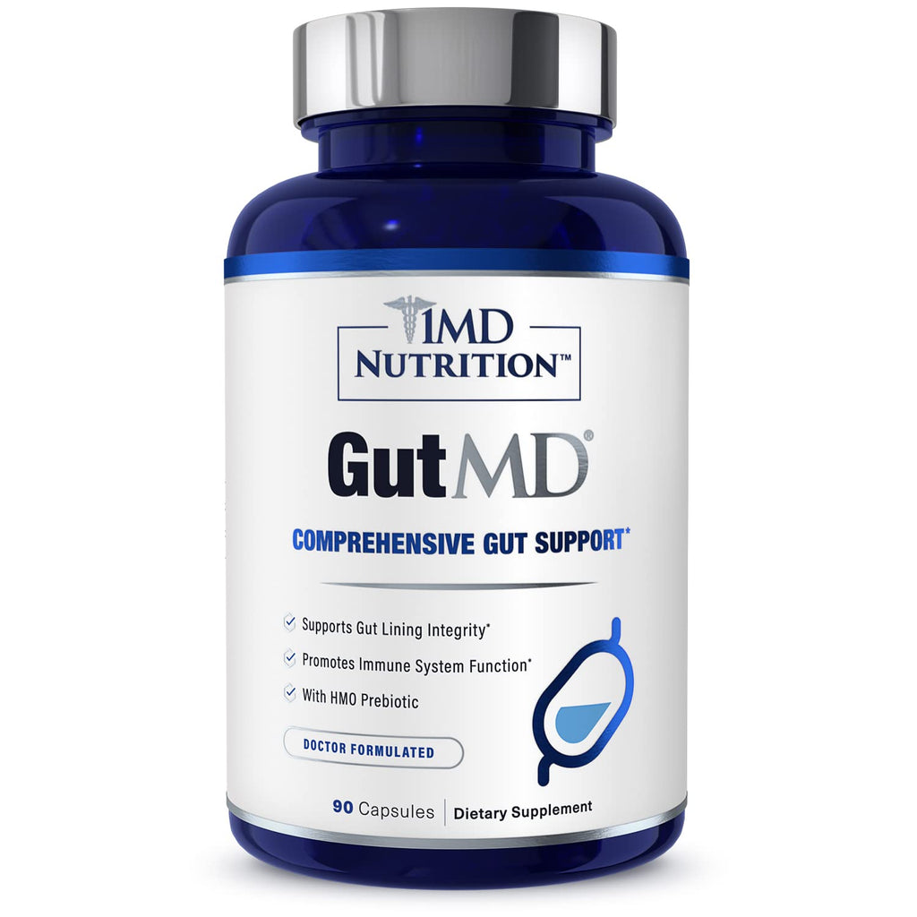 1MD Nutrition GutMD - L-Glutamine Capsules w/Prebiotic for Gut Health - L Glutamine Supplement - Supports Healthy Digestive