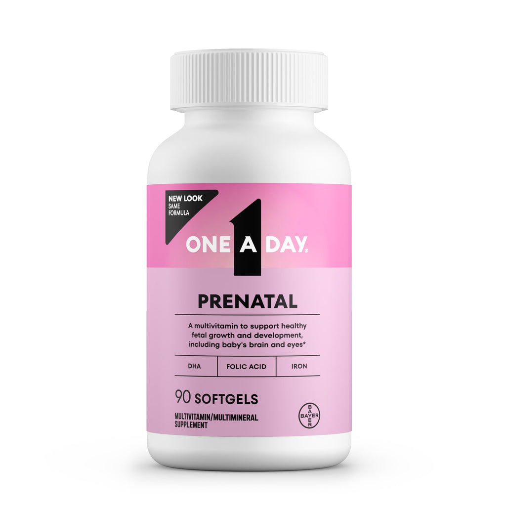 One A Day Prenatal Vitamins- Folic Acid, Iron, Omega- 3 (DHA), Pregnancy Vitamins for Women, Prenatal Multivitamin for Mom and Baby Support