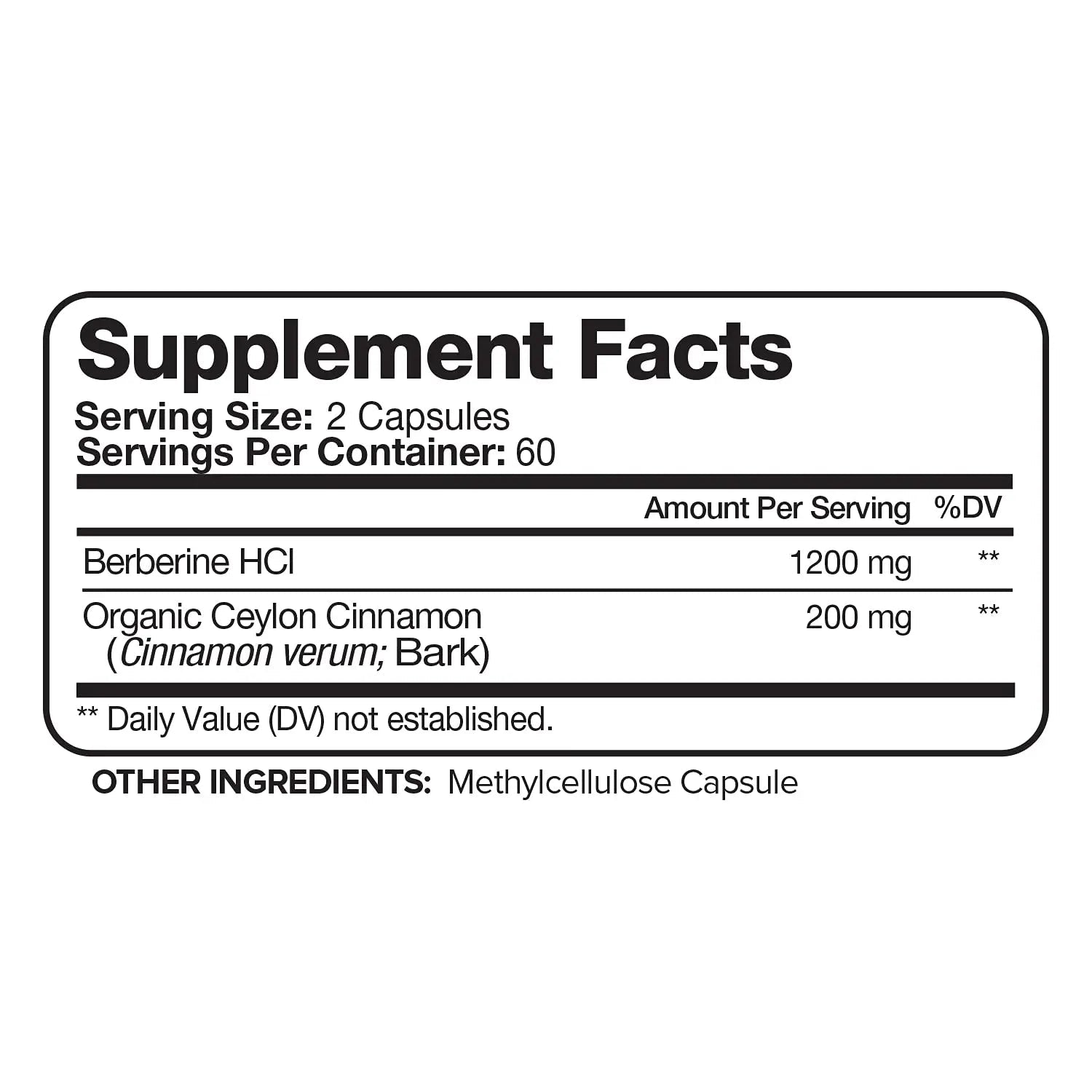 Nutrivein Premium Berberine HCL 1200mg Plus Organic Ceylon Cinnamon - 120 Capsules Nutrivein Au supplements