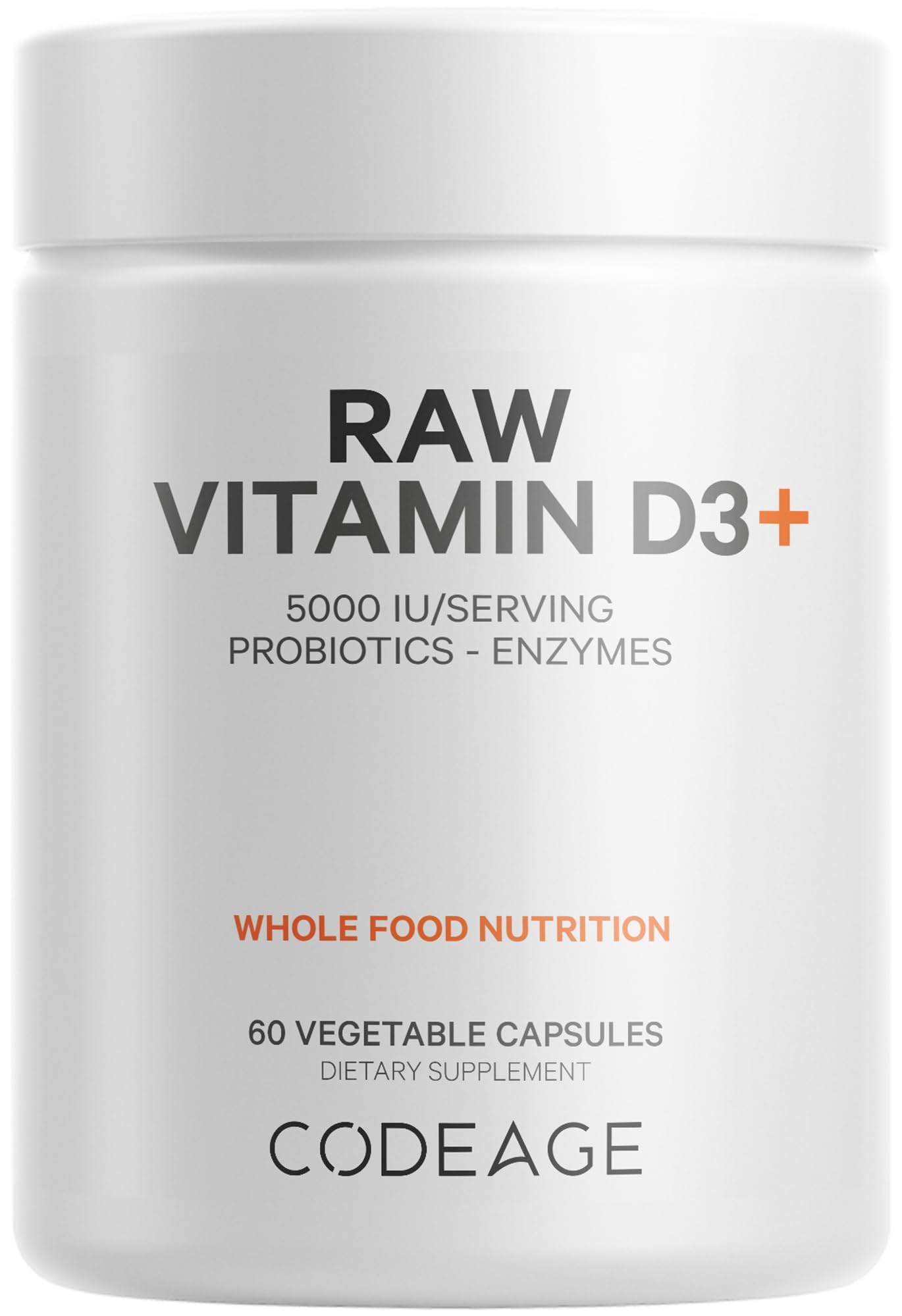 Codeage Raw Vitamin D3+ High Potency 5000 IU Supplement from Saccharomyces Cerevisiae - Raw Vitamin, Probiotics, Digestive Enzymes, Fruits & Greens - 2-Month Supply - 60 Capsules Codeage Au supplements