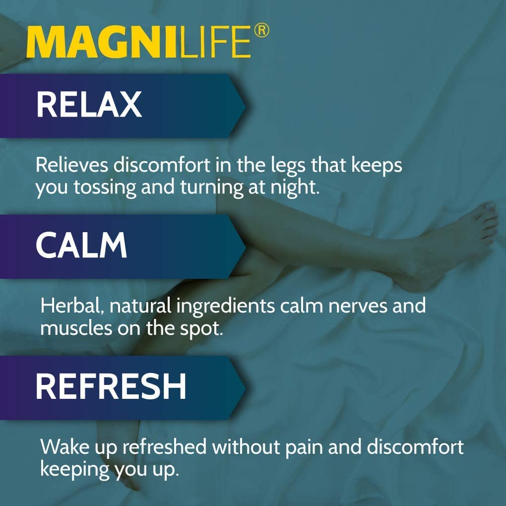MagniLife Relaxing Leg Cream PM, 4 Oz, Homeopathic Nighttime Pain Reliever & Sleep Aid with Lavender & Magnesium, Non-Greasy Deep Penetrating Cream for Restless Legs & Discomfort MagniLife Au supplements