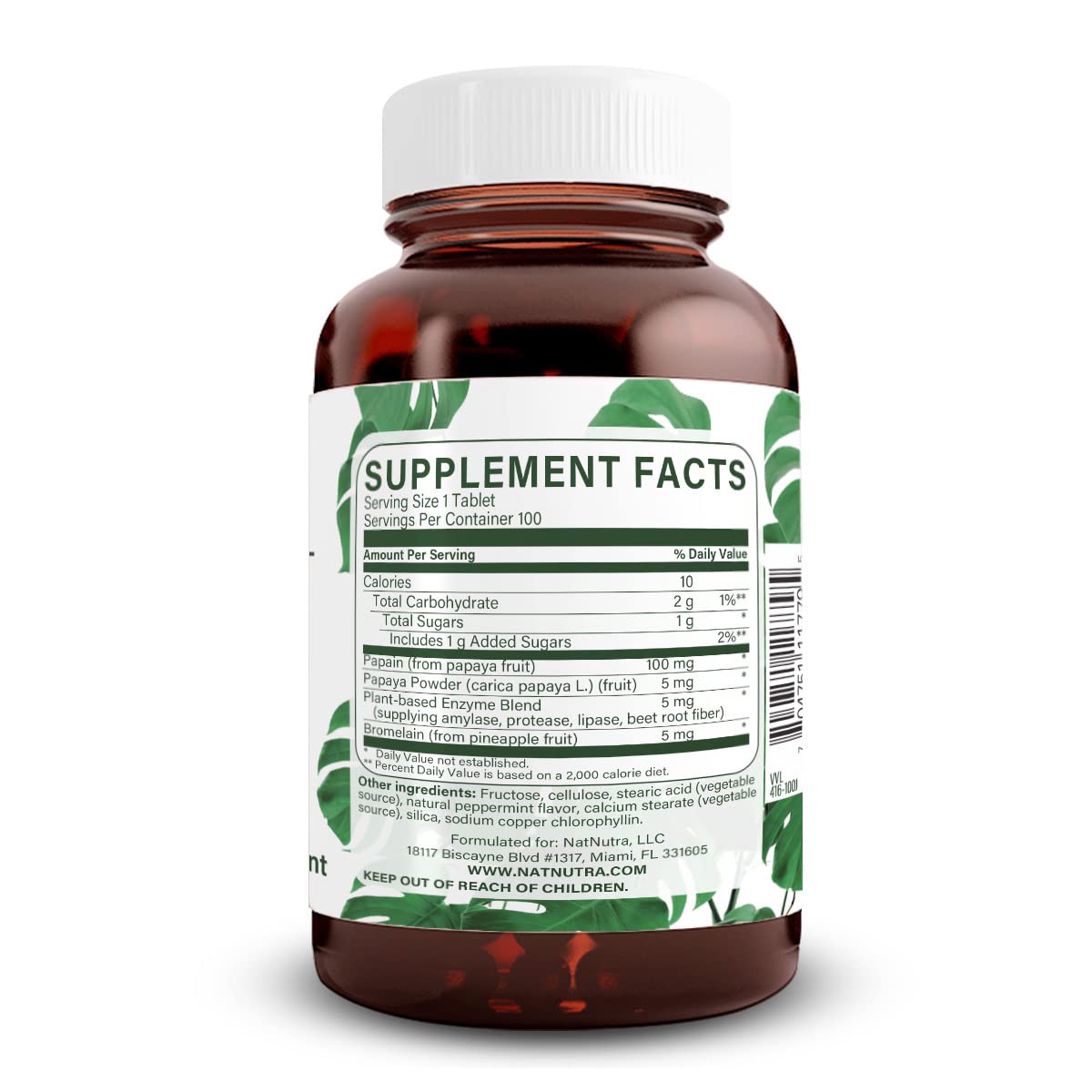 Natural Nutra Chewable Peppermint Digestive Enzyme Supplement, Help to Relieve Gas, Indigestion, and Other Digestive discomforts, Stomach Calmness, Papaya (Papain)
