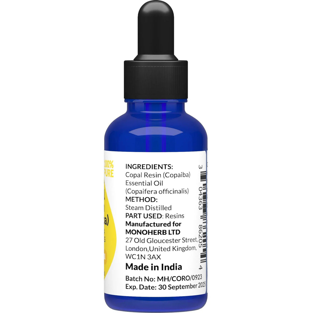 Copaiba - Copal Resin Essential Oil 15 ml - 0.5 oz - Pure & Natural - with Pipette Dropper MONOHERB Au supplements