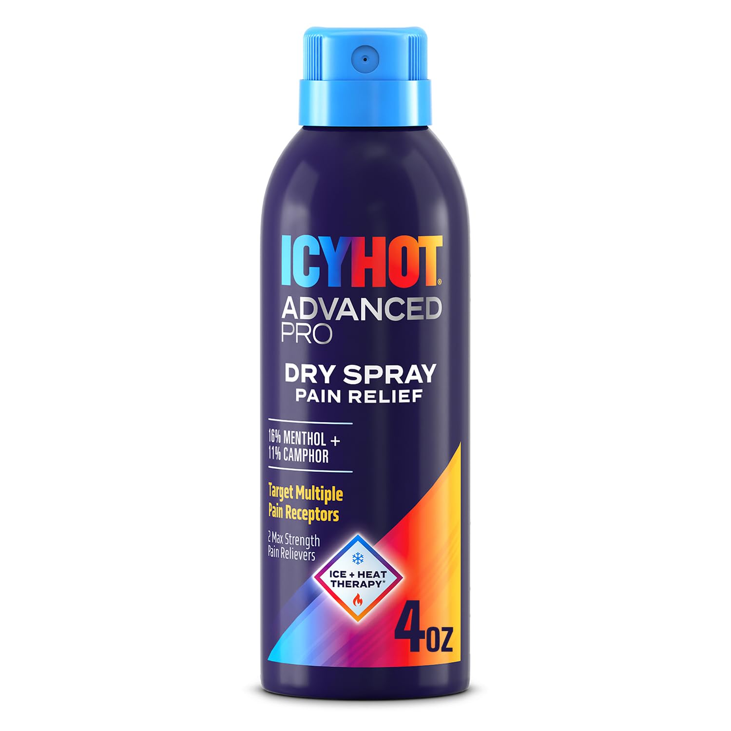 Icy Hot Advanced PRO Pain Relief Dry Spray, Fast-Acting and Quick-Drying Formula, Max Strength Pain Relief with Menthol 16% and Camphor 11% for Backaches, Joints, Muscle Strains and Arthritis, 4 oz Icy Hot Au supplements