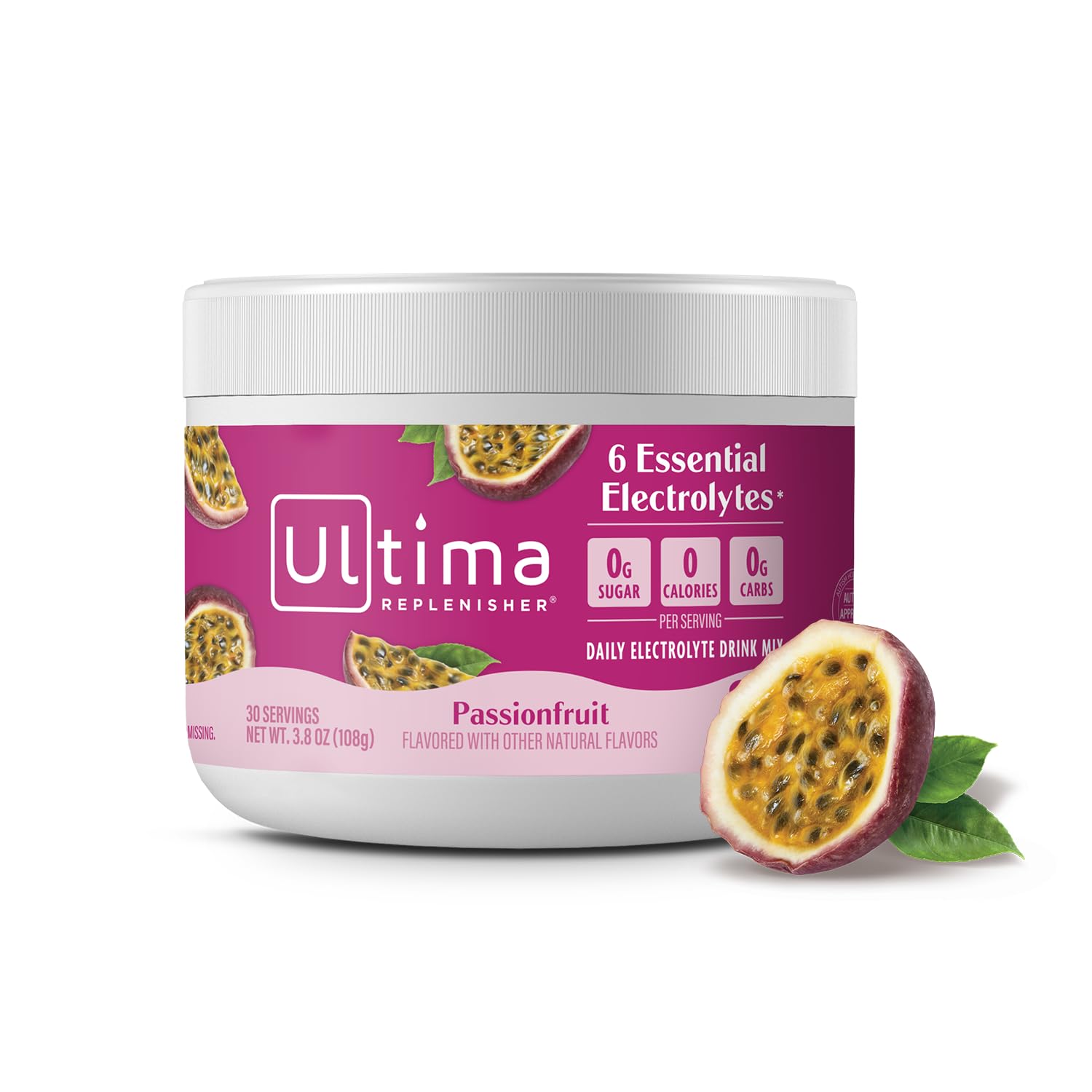 Ultima Replenisher Daily Electrolyte Powder Drink Mix – Sugar Free – Passionfruit, 30 Servings – Hydration Powder with 6 Key Electrolytes