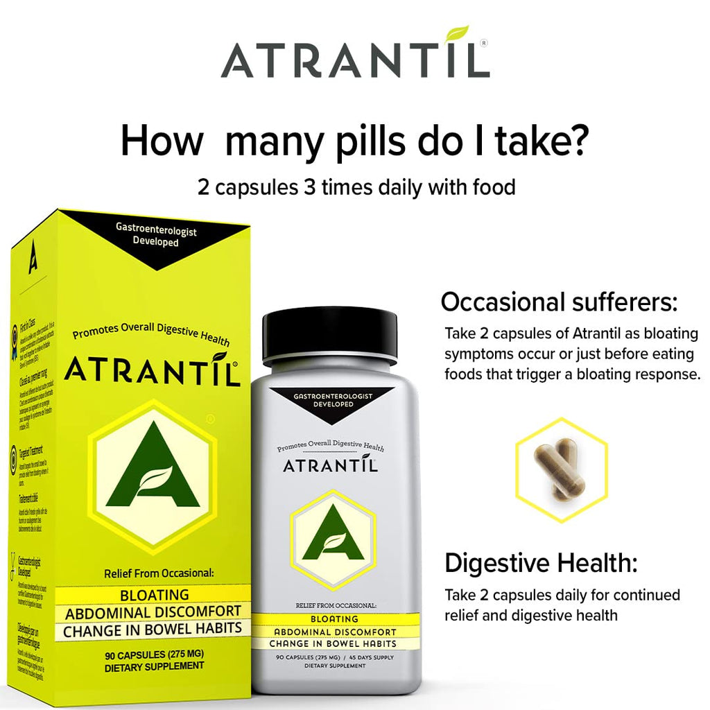 Atrantil 90 Capsules-Antioxidant Packed Polyphenol for Bloating and Gas Relief, Abdominal Discomfort, Constipation, Diarrhea, Postbiotic, Change in Bowel Habits and Everyday Digestive Health. Atrantil Au supplements