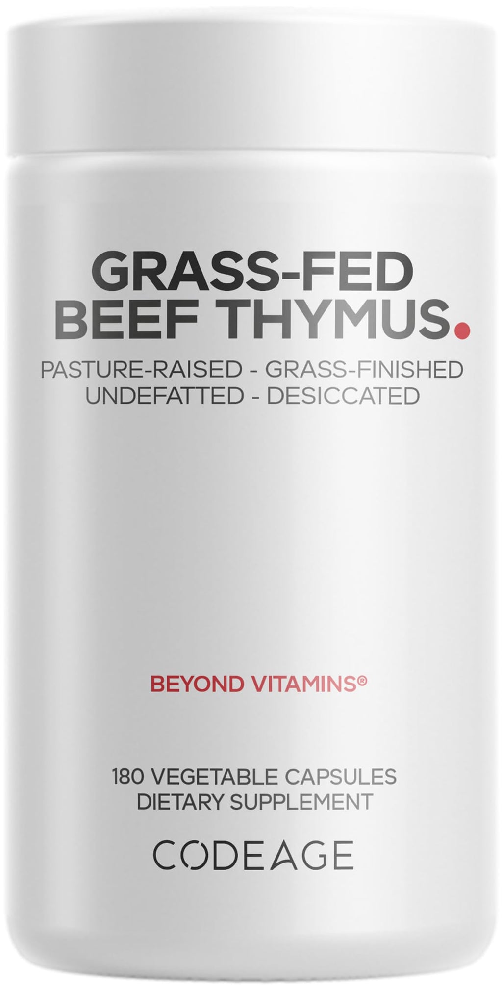 Codeage Grass Fed Beef Thymus Supplement Superfood, Freeze Dried, Non-Defatted, Desiccated Thymus & Liver Pills, Glandulars Meat, Pasture Raised Beef Vitamins, Non-GMO, 180 Capsules Codeage Au supplements