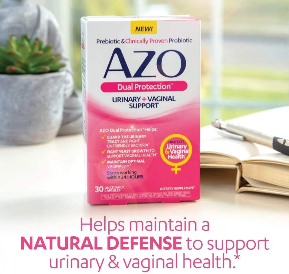 AZO Boric Acid Vaginal Suppositories, 30 Count + AZO Dual Protection, 30 Count, Urinary + Vaginal Support* AZO Au supplements