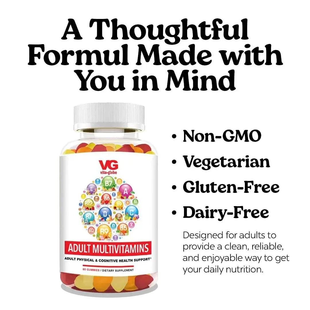VITA GLOBE Adult Multivitamin Gummies – with Vitamins C, D, E, B6, B12, Folate & Biotin | Daily Multivitamin Supplement for Energy VITA GLOBE Au supplements