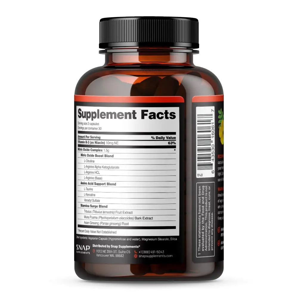 Snap Supplements Nitric Oxide Booster, Performance Formula for Stamina & Endurance Snap Supplements Au supplements