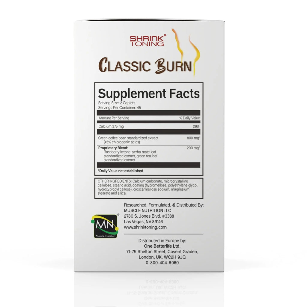 shrink Classic Burn - Pure Green Coffee Bean Extract and Raspberry Ketones with 45% shrink Au supplements