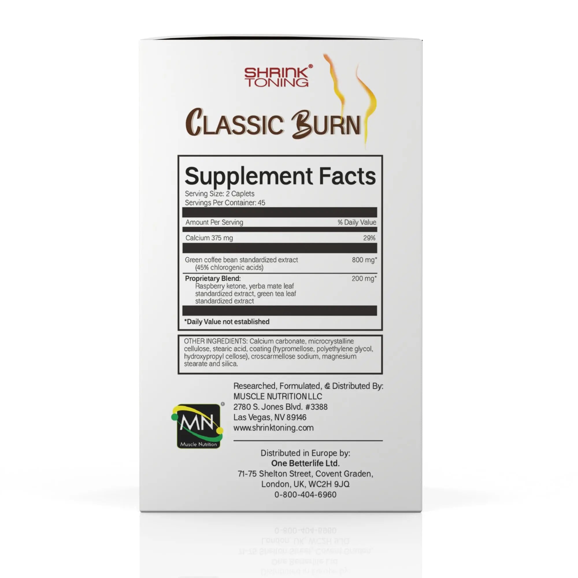 shrink Classic Burn - Pure Green Coffee Bean Extract and Raspberry Ketones with 45% shrink Au supplements