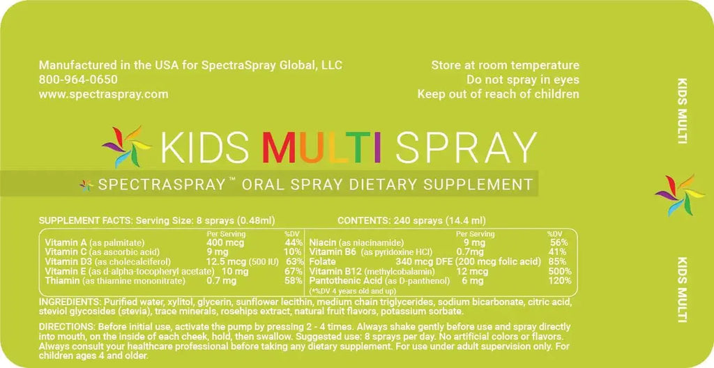 Spectraspray Kids Multivitamin Oral Spray – 10 Essential Vitamins, D3 (500IU) & B12 Active Form for Immune Support Spectraspray Au supplements