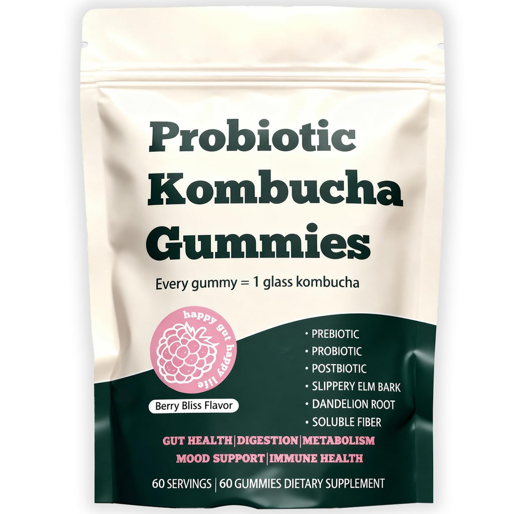 Glo Vous Probiotic Kombucha Gummies – 60 Gummies, with Prebiotics, Postbiotics & Fiber,Includes Slippery Elm, Dandelion Root & MCT Oil,Supports Digestive Health, Bloating Relief & Gut Support Glo Vous Au supplements