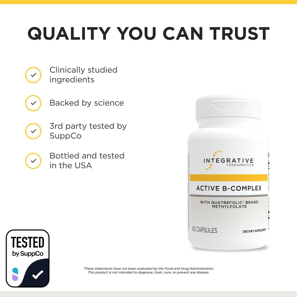 Integrative Therapeutics Active B-Complex - with Choline and Methylfolate - Cellular Energy, Immune Function & Heart Health Support with Vitamins B2, B6 & B12