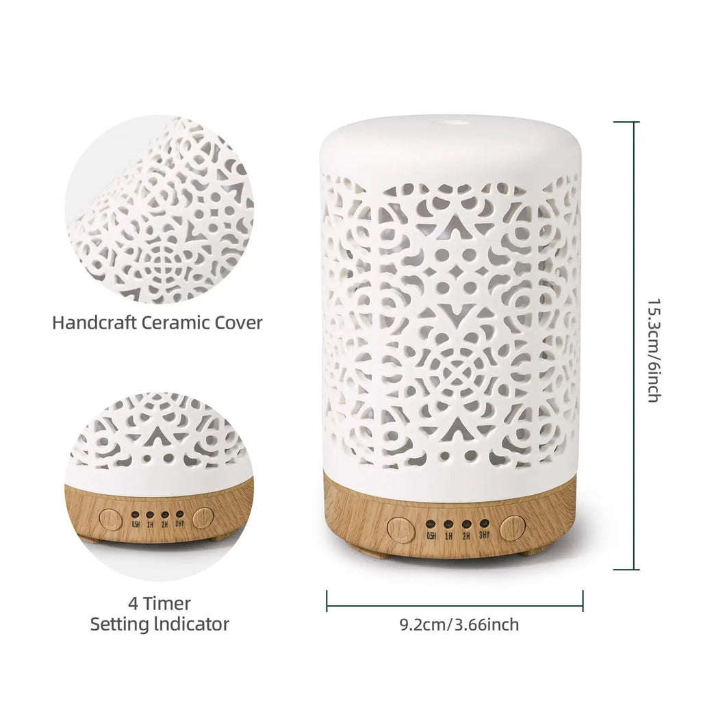 Essential Oil Diffusers, 100ml White Ceramic Diffuser with 7 LED Lights,Ultrasonic Aromatherapy homnas Au supplements