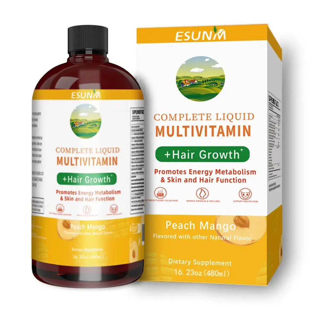 ESUNM Complete Liquid Multivitamin + Hair Growth, Promotes Energy Metabolism& Skin and Hair Function| Vitamin C D | B Vitamins | ESUNM Au supplements