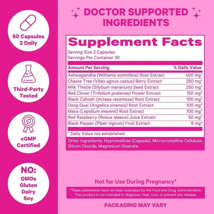 Pink Stork Menopause Supplements for Women with Ashwagandha and Black Cohosh Pink Stork Au supplements