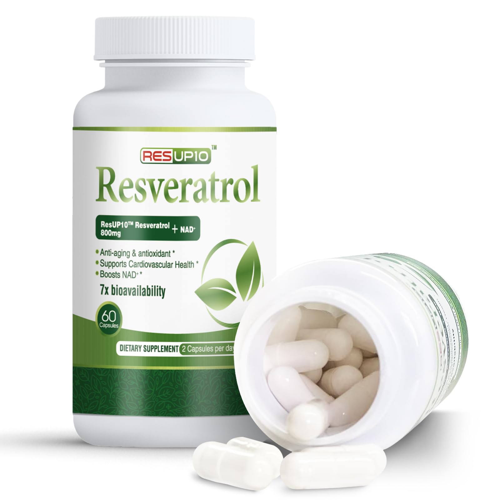 PureBotan Liposomal NAD+ Resveratrol Supplement 1300mg, High Bioavailable Trans Resveratrol ResUP10, with Extra Strength NAD Plus, Support Aging, Cardiovascular Health and Cellular Energy, 60 Capsules PureBotan Au supplements