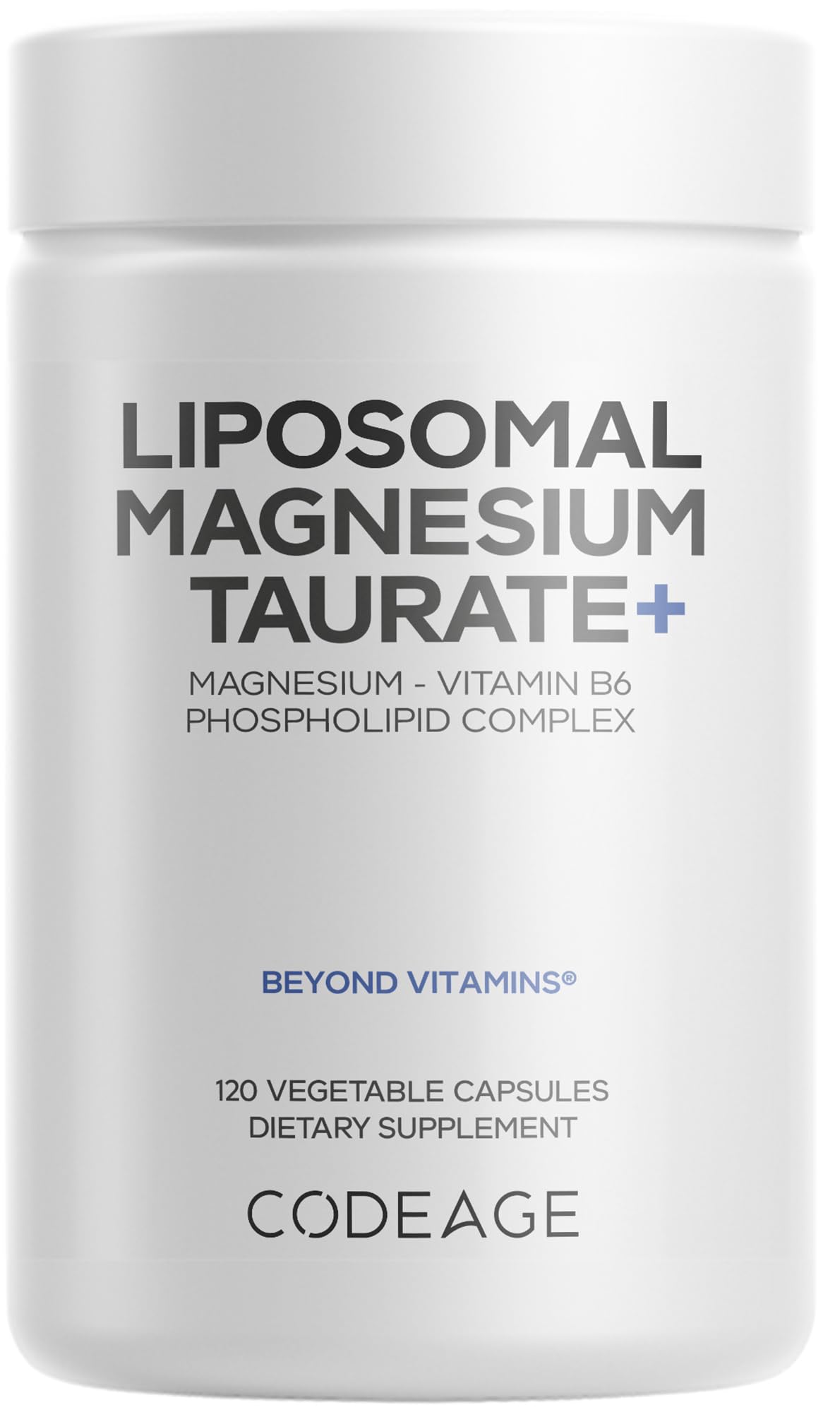 Codeage Liposomal Magnesium Taurate+ Supplement - Magnesium Taurate, Vitamin B6 as Pyridoxal 5-Phosphate, 2-Month Supply - Liposomal Delivery, Vegan, Non-GMO, Gluten-Free, 120 Capsules Codeage Au supplements