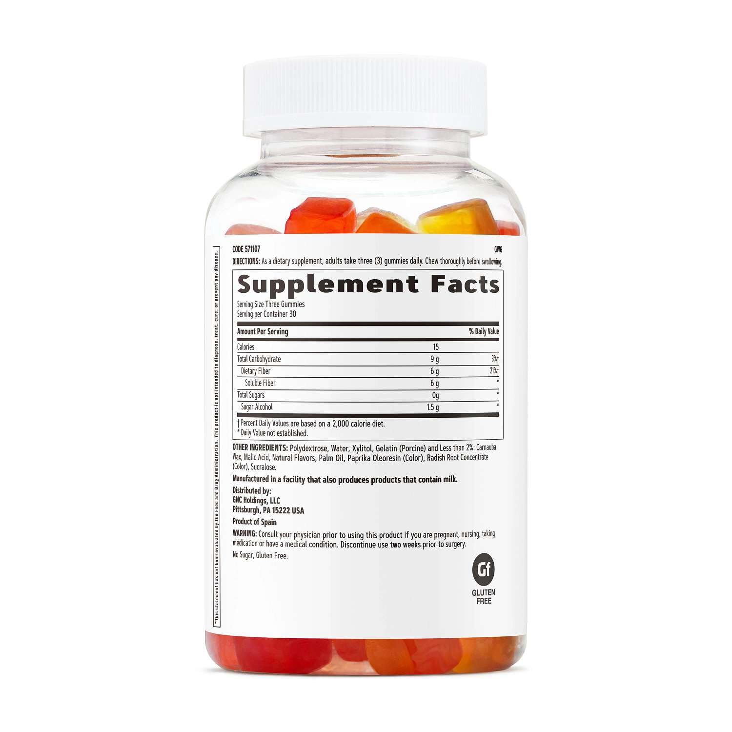 GNC Fiber 6g Gummy | Supports Healthy Digestion & Regularity | Mixed Fruit | 90 Count