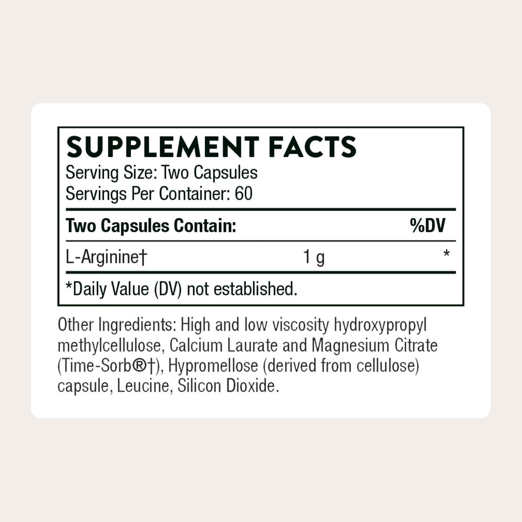 THORNE - L-Arginine - Sustained-Release - Supports Heart Health, Nitric Oxide Production, Exercise Capacity & Optimal Blood Flow* - Third-Party Certified