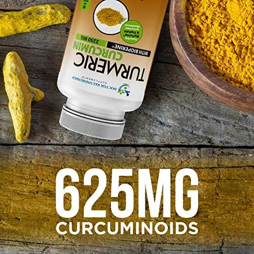 Turmeric Curcumin - 2250mg/d - 95% Curcuminoids - 180 Veggie Caps with Black Pepper DOCTOR RECOMMENDED SUPPLEMENTS Au supplements