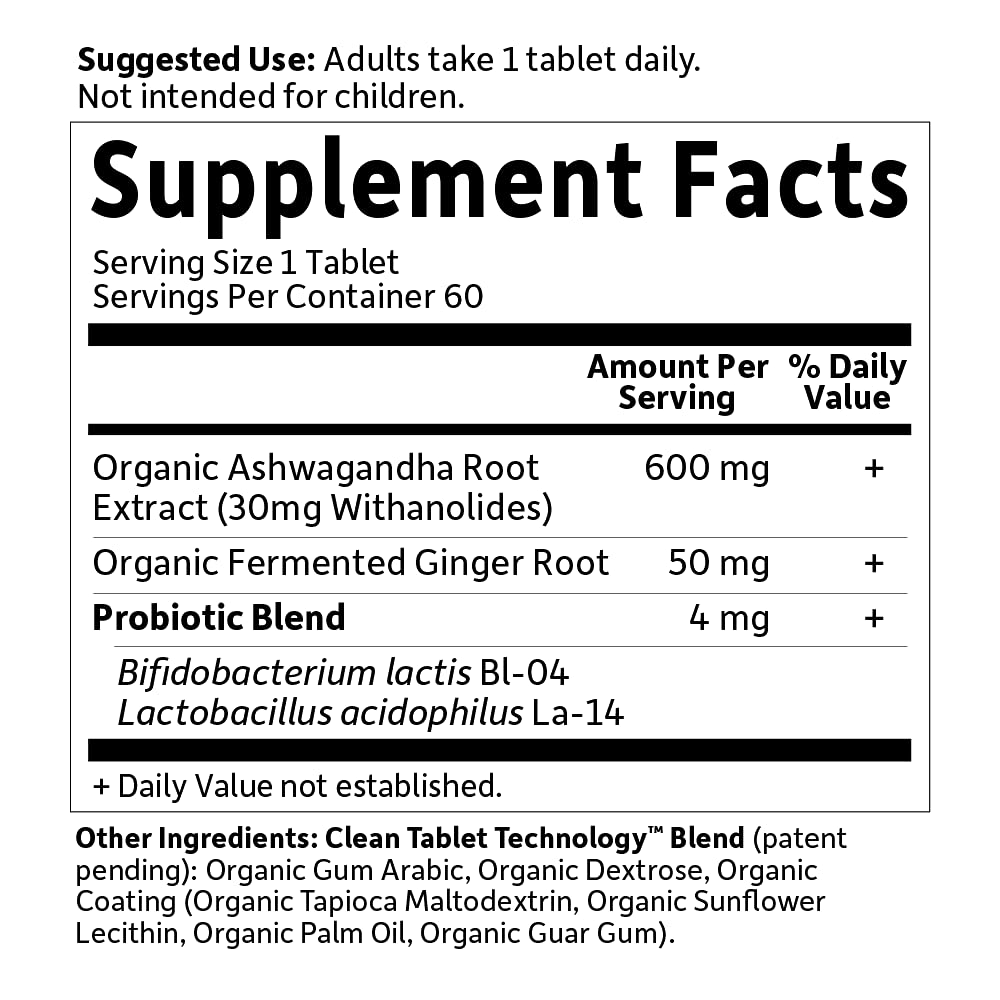 Garden of Life Organic Ashwagandha Supplement with Probiotics & Ginger - Stress, Mood & Energy Support, Vegan, Gluten Free