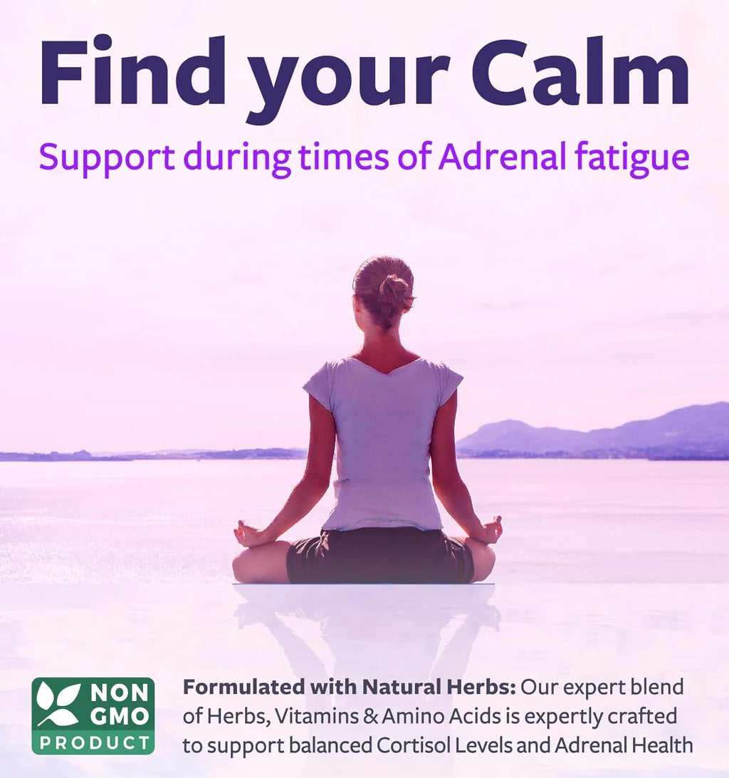 Adrenal System Support & Cortisol Manager (2 Month Supply) Powerful Ashwagandha & L-Tyrosine Fatigue Supplement - Maintain Balanced Cortisol Levels, Health, & Stress Relief - Non-GMO - 60 Capsules Healths Harmony Au supplements