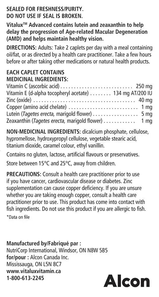 Vitalux Advanced Ocular Multivitamin 60 Count Vitalux Au supplements