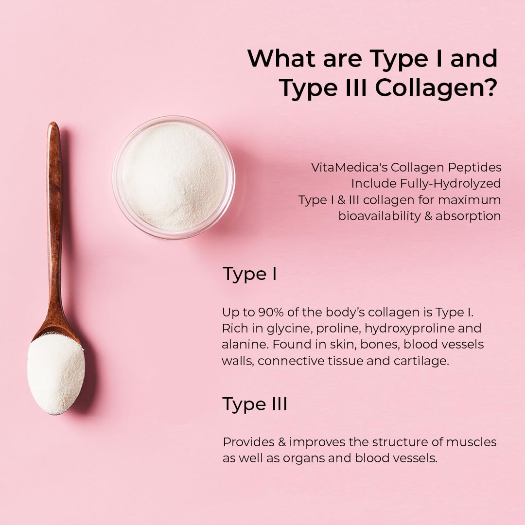 VitaMedica Collagen Peptides Powder for Women & Men - Healthy Hair, Skin, Nails, Bones and Joints - Hydrolyzed Types I & III, Grass-Fed, Pasture-Raised Protein, Zero Sugar - 30 Servings VitaMedica Au supplements